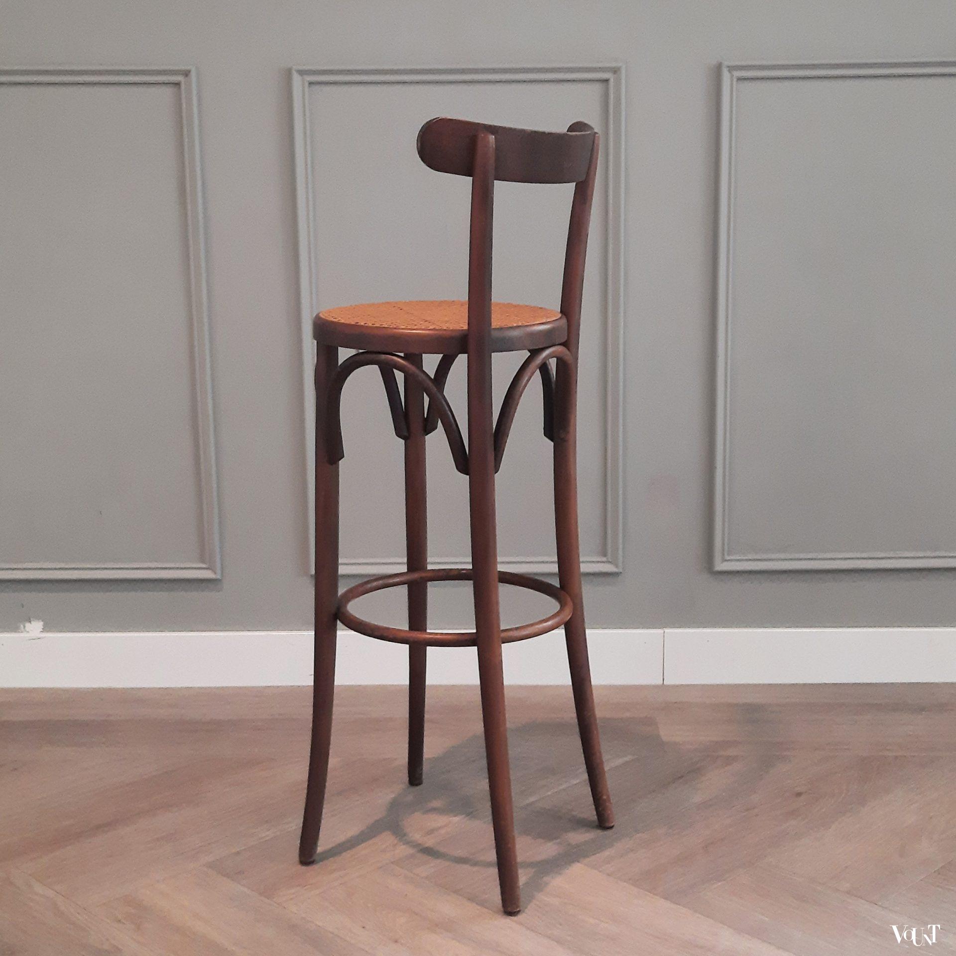 Set van 3 bentwood barkrukken met rotan zitting, jaren '70/'80