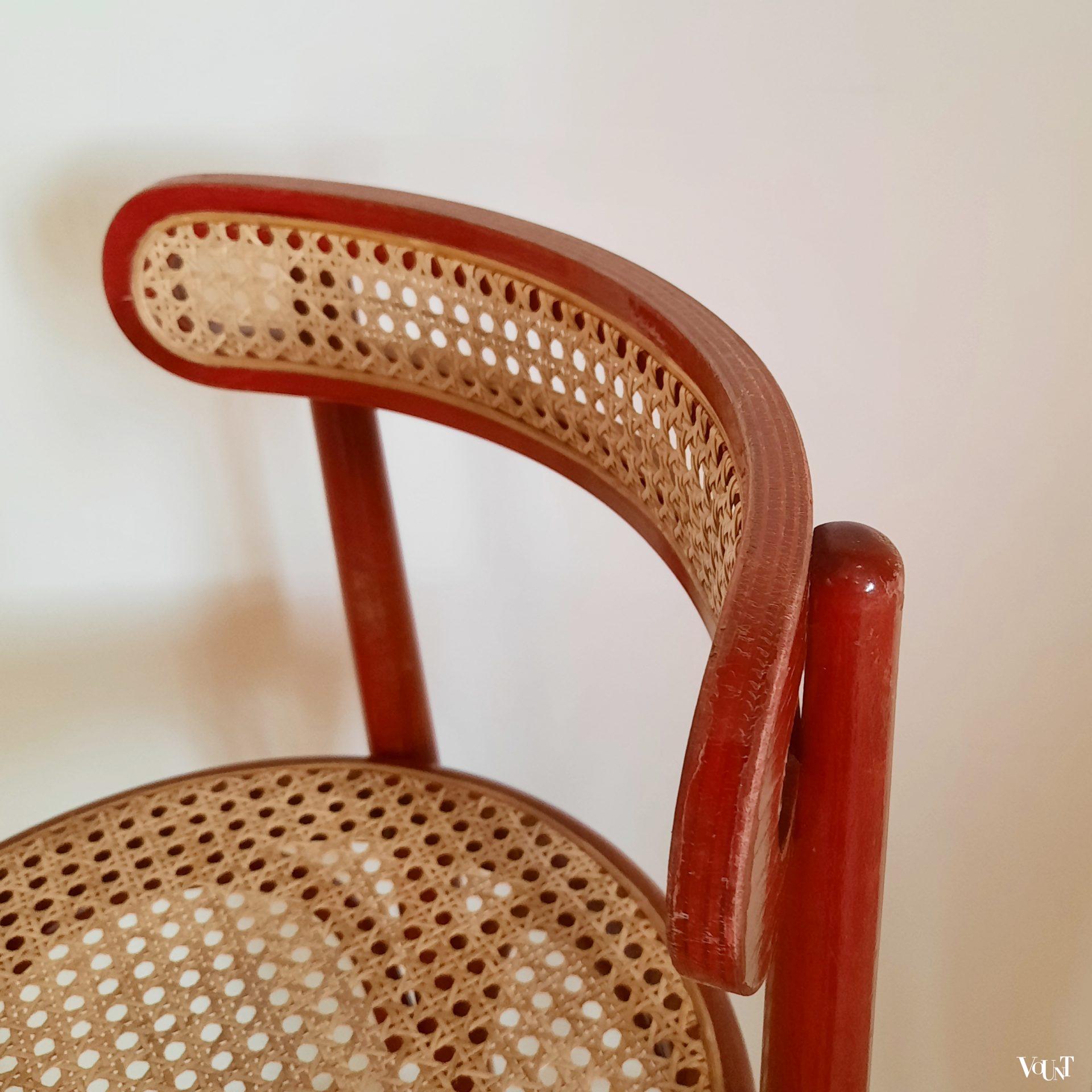 Set van 4 rode bentwood barkrukken, jaren '70