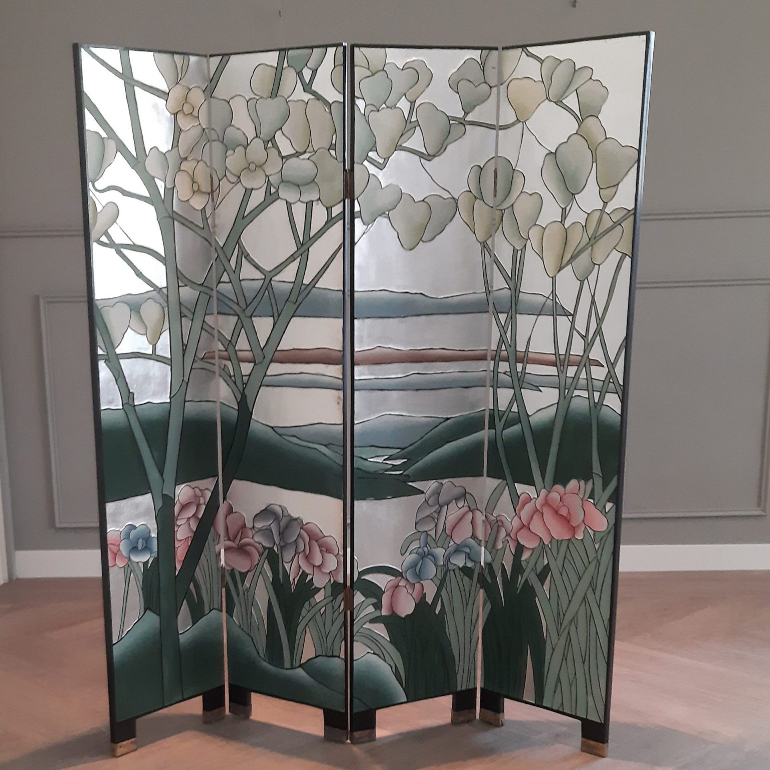 Kamerscherm met 3 panelen 105x165 cm stof crèmekleurig