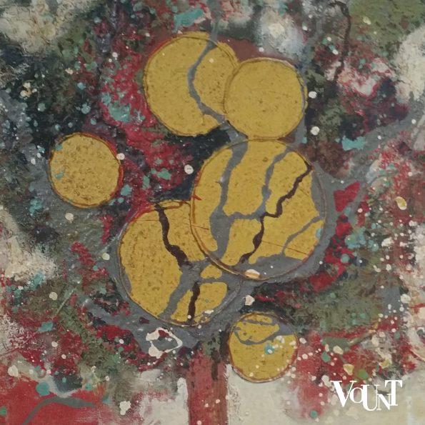 Semi-abstract jaren '60 schilderij boom, ongesigneerd