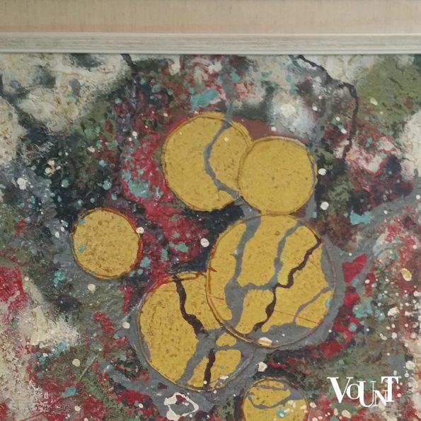 Semi-abstract jaren '60 schilderij boom, ongesigneerd
