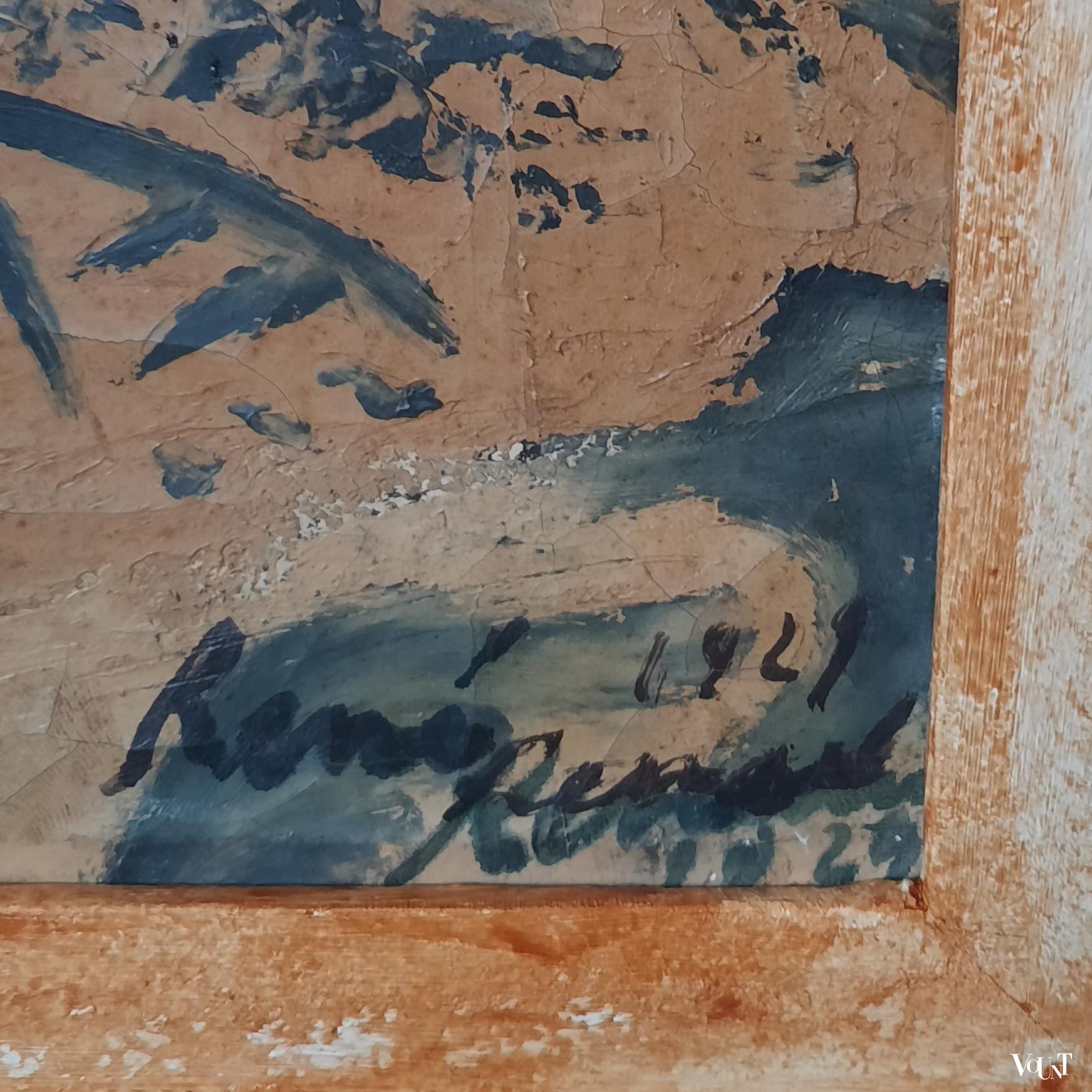 Schilderij stilleven met boeken, René Renaud, 1929