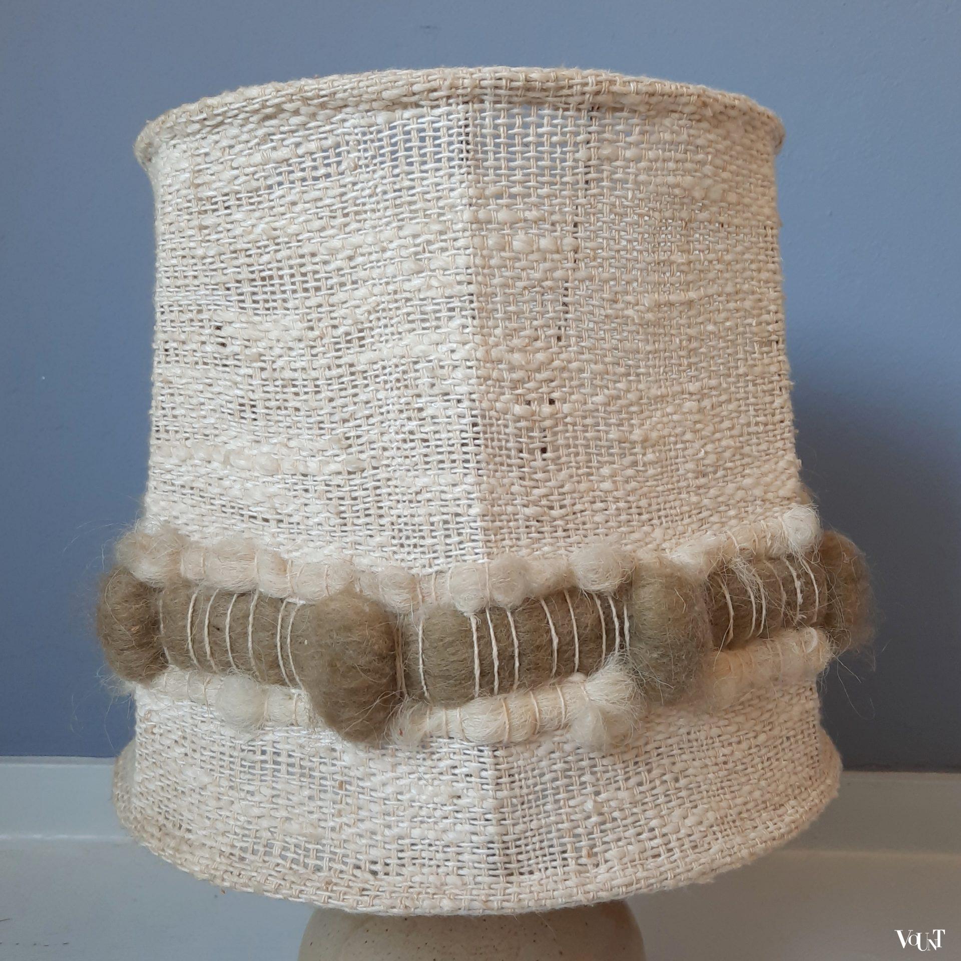 Franse tafellamp met geweven kap, Le Roux, jaren '60