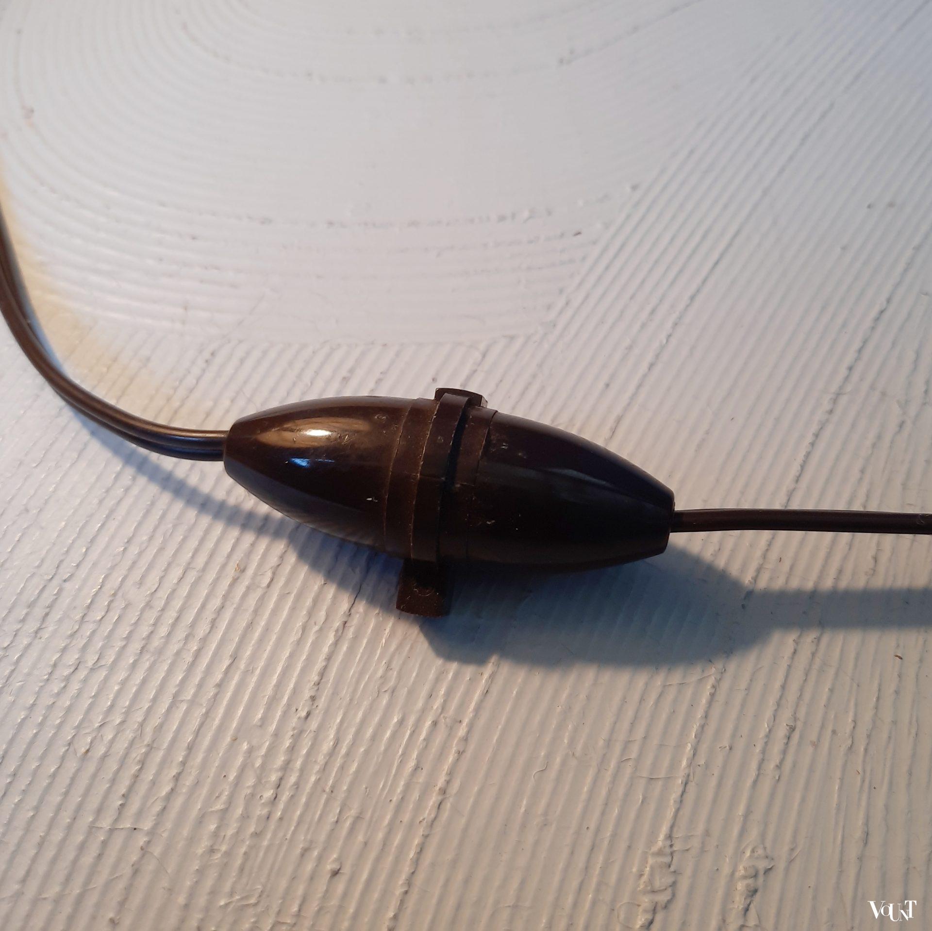 Franse tafellamp met geweven kap, Le Roux, jaren '60