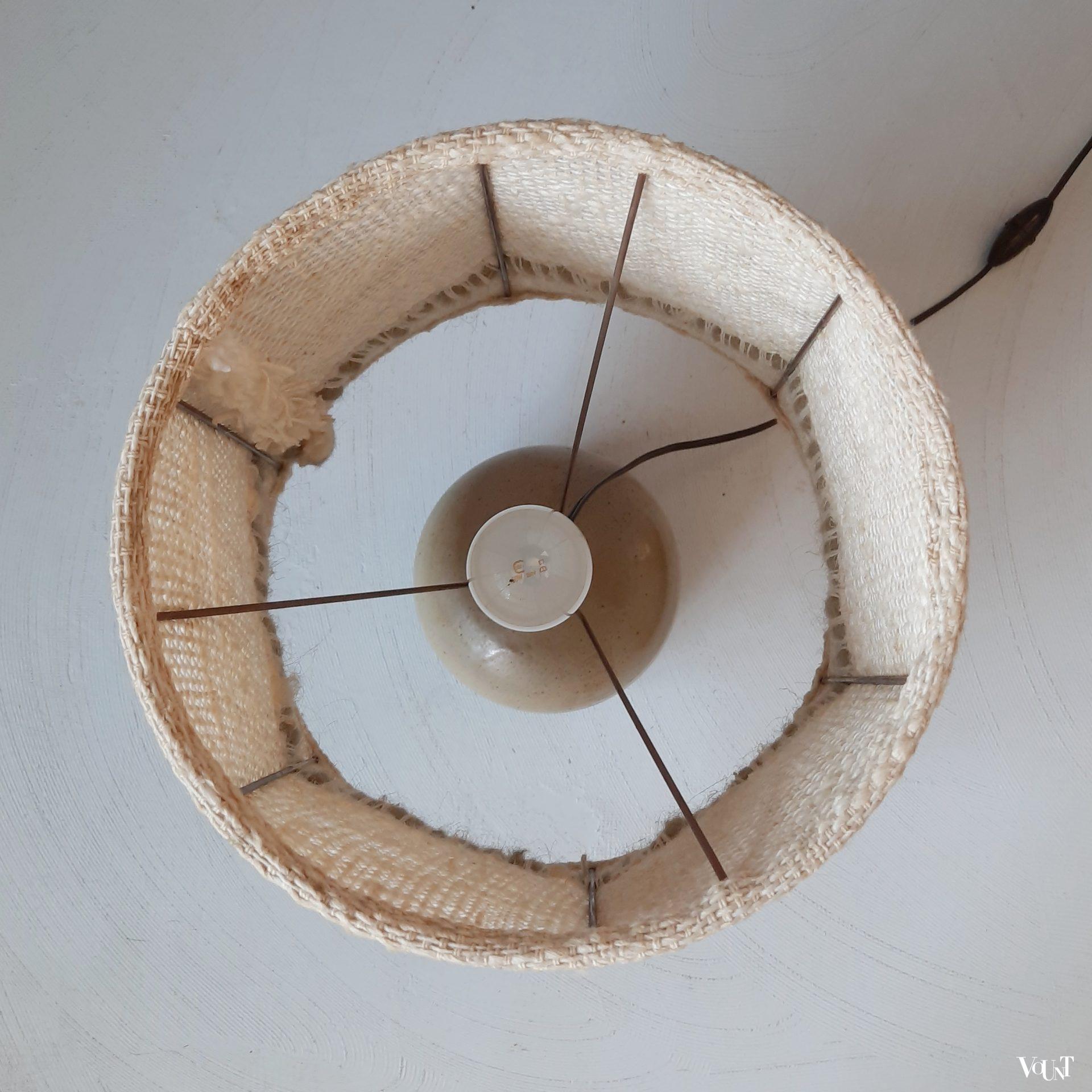 Franse tafellamp met geweven kap, Le Roux, jaren '60