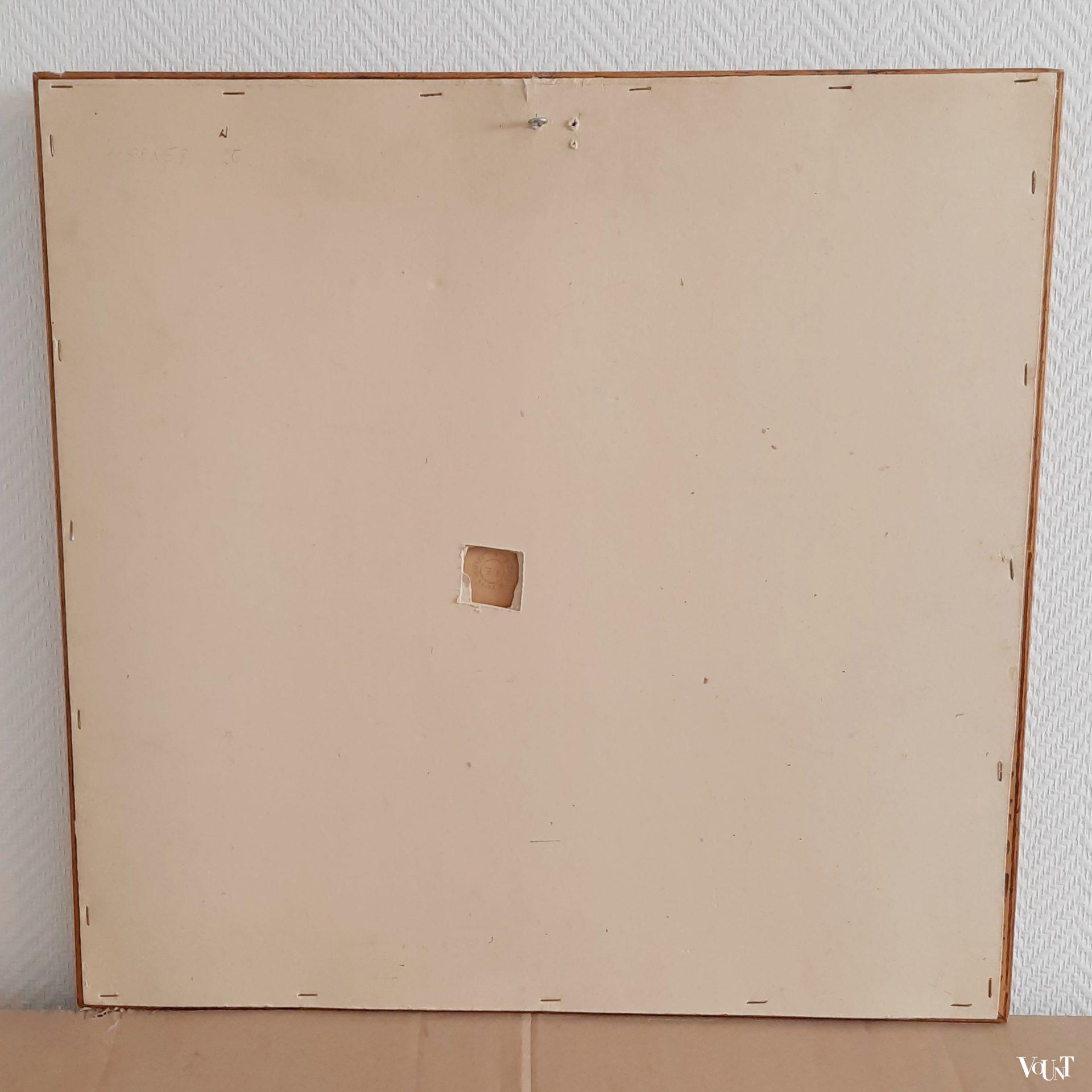 Jaren '70 schilderij vrouw met kat en vogel, Ilana 1976