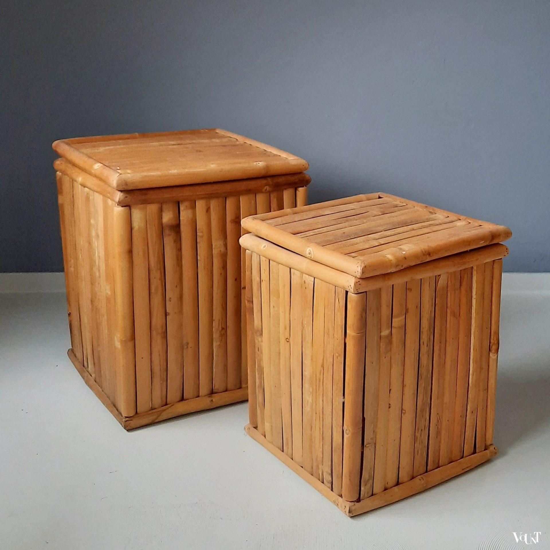 Set van 2 vintage bamboe manden