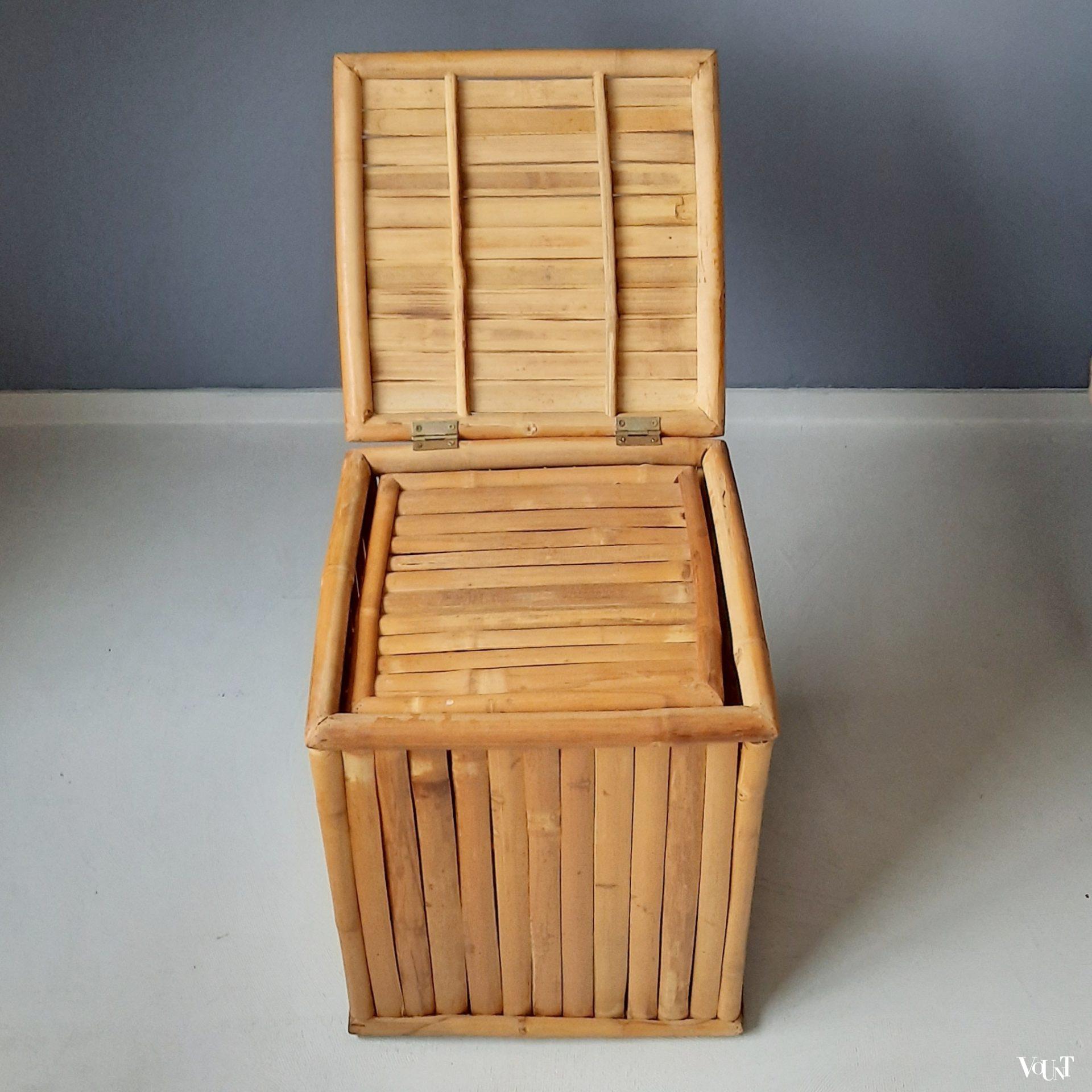 Set van 2 vintage bamboe manden