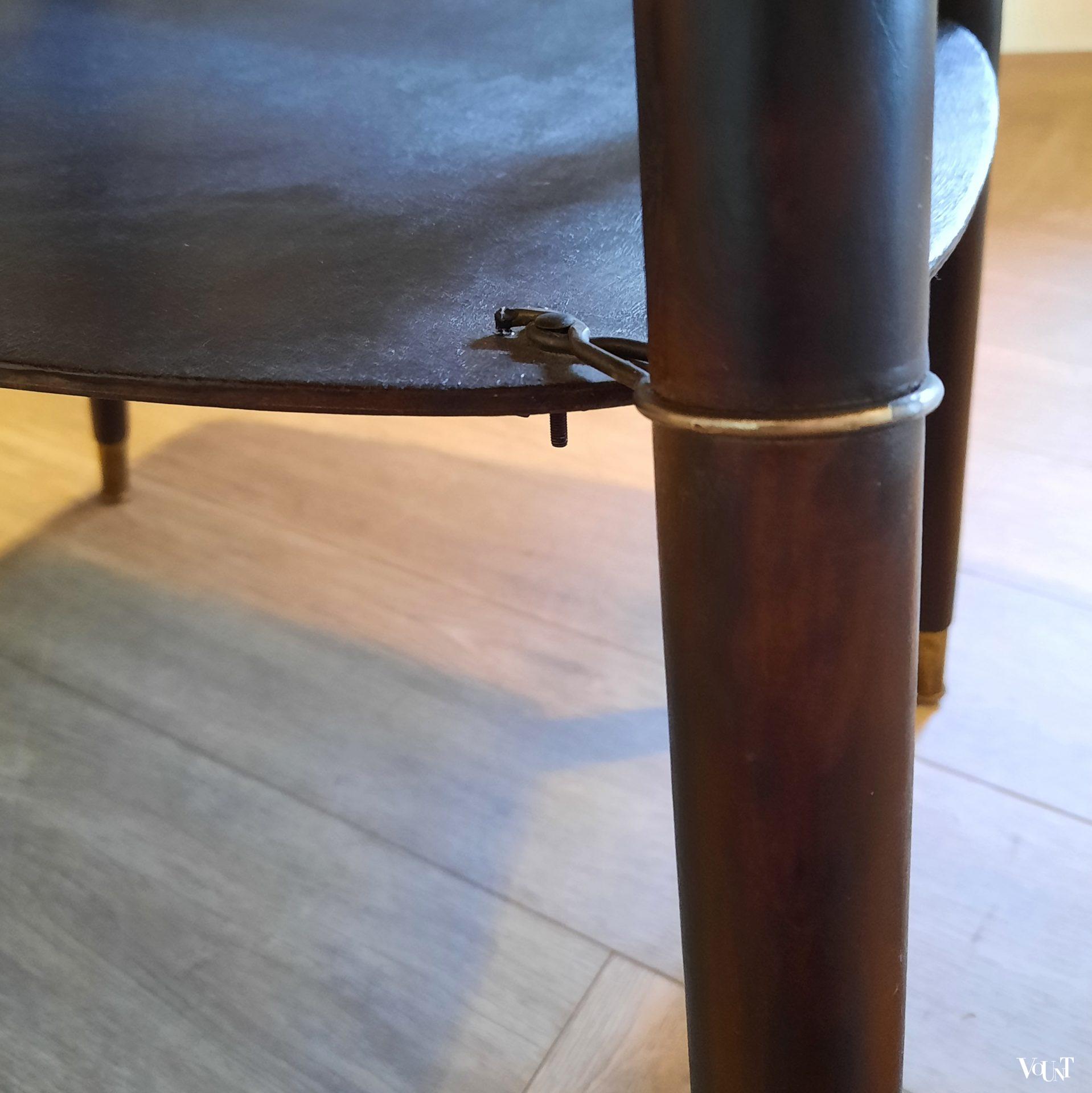 Jaren '50 tafel met zwart leren blad