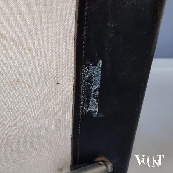 S34 buisframestoel met zwarte leren bekleding, Mart Stam voor Thonet, jaren '80