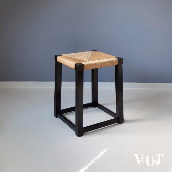 Vintage kruk hout en biezen