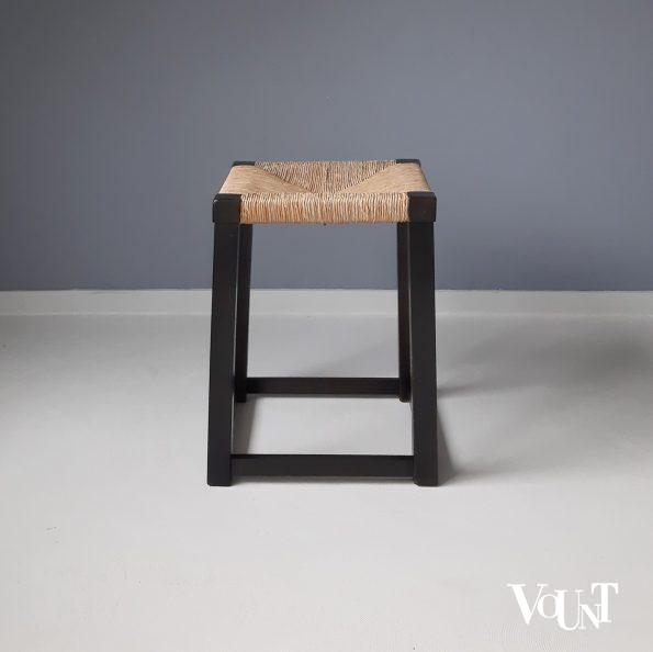 Vintage kruk hout en biezen
