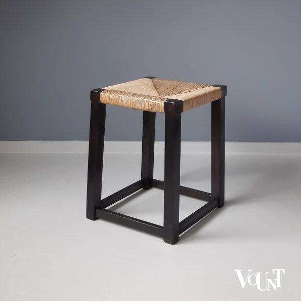 Vintage kruk hout en biezen
