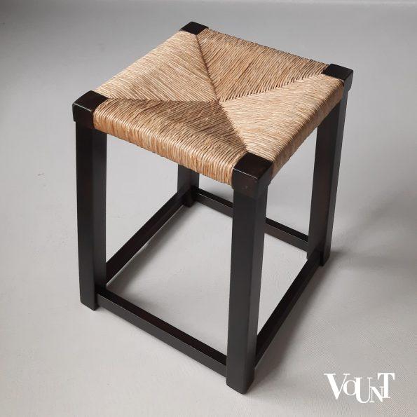 Vintage kruk hout en biezen