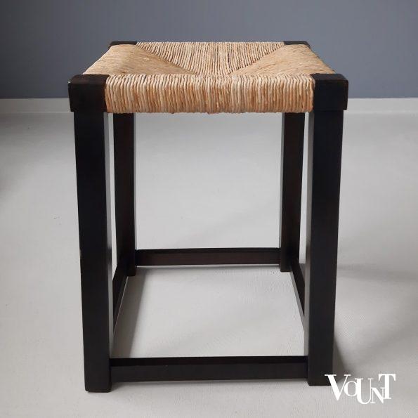 Vintage kruk hout en biezen