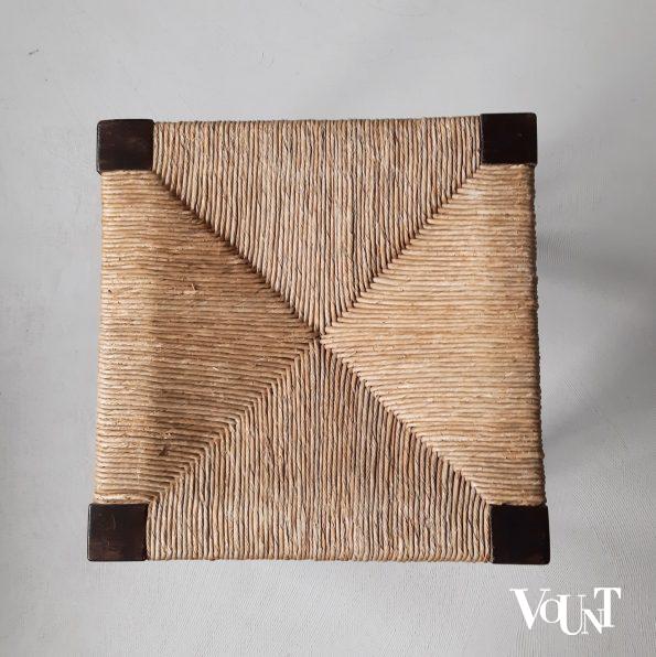 Vintage kruk hout en biezen