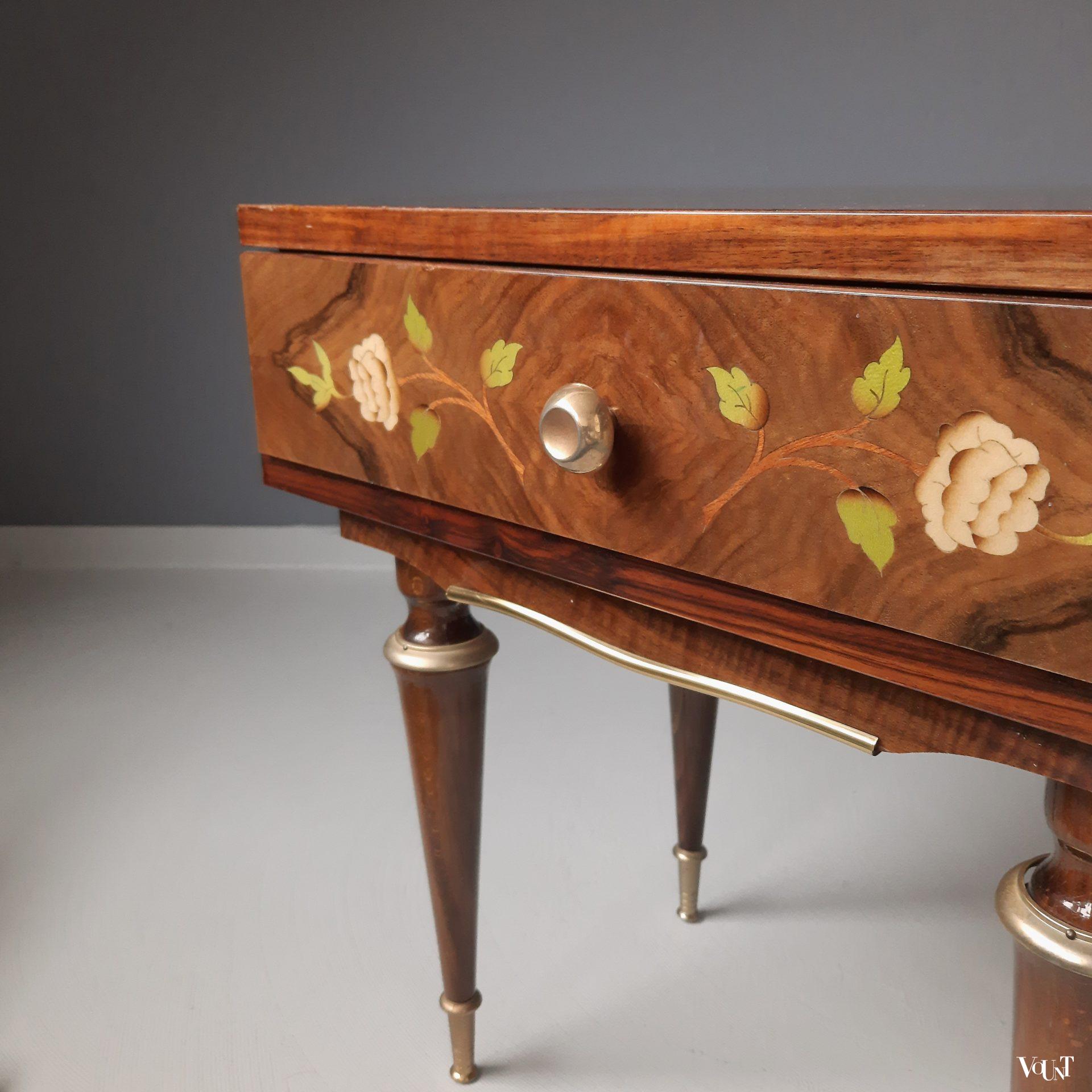 Nachtkastjes met inlegwerk, Frankrijk, jaren '70