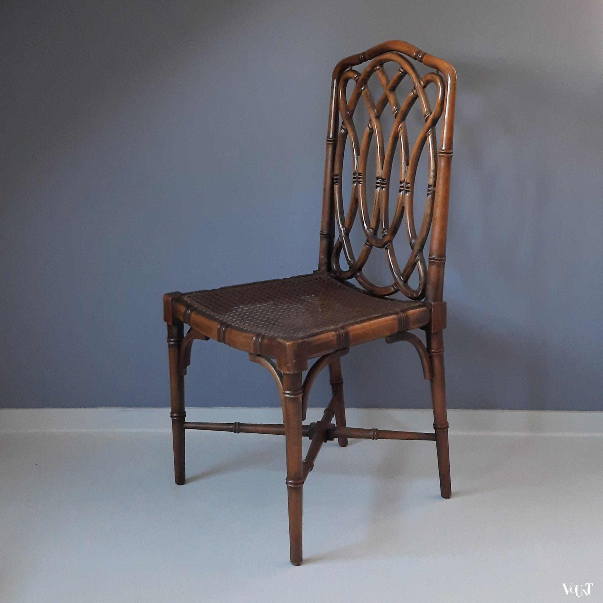 Bruine faux bamboo stoel, jaren '70 (nr. 2)