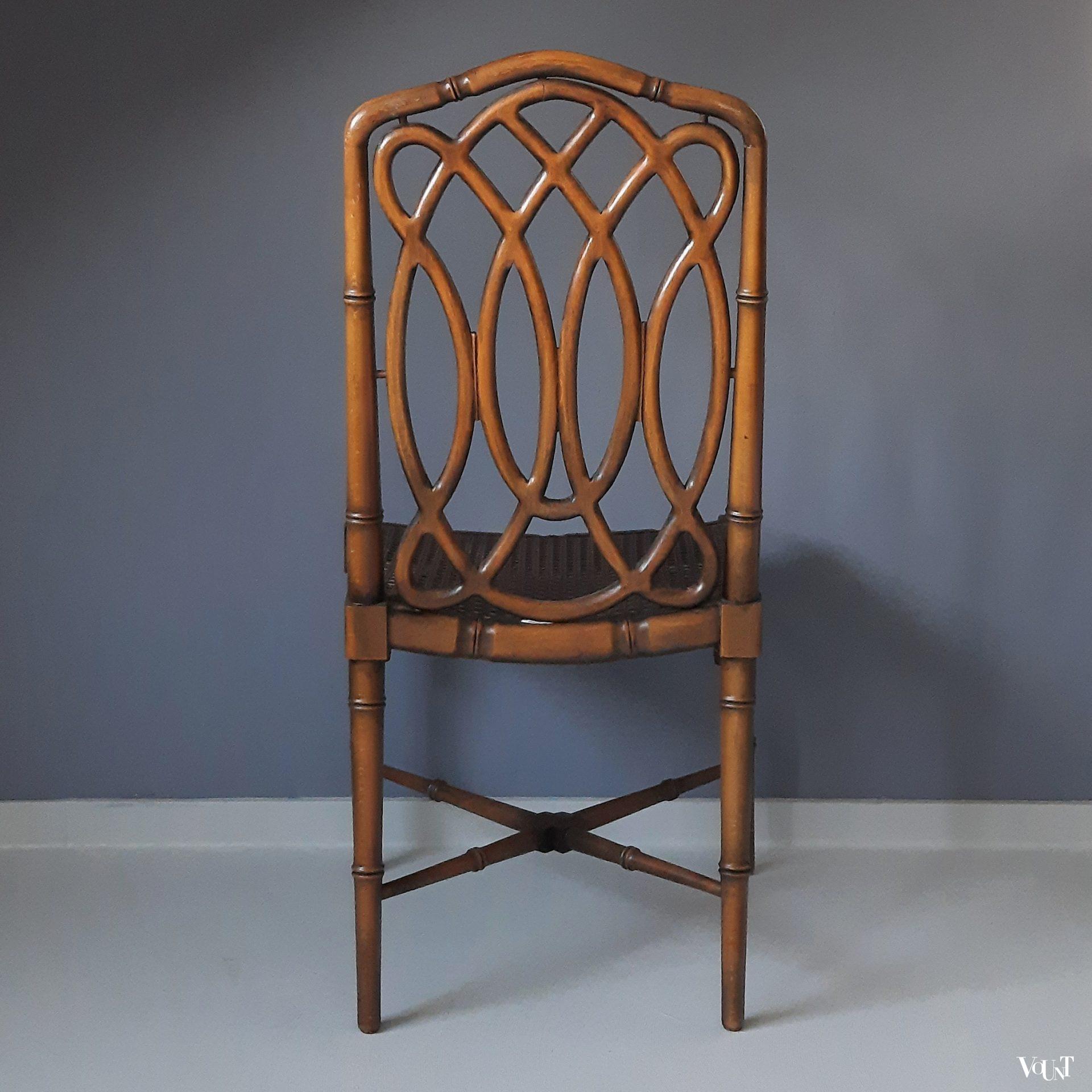 Bruine faux bamboo stoel, jaren '70 (nr. 2)