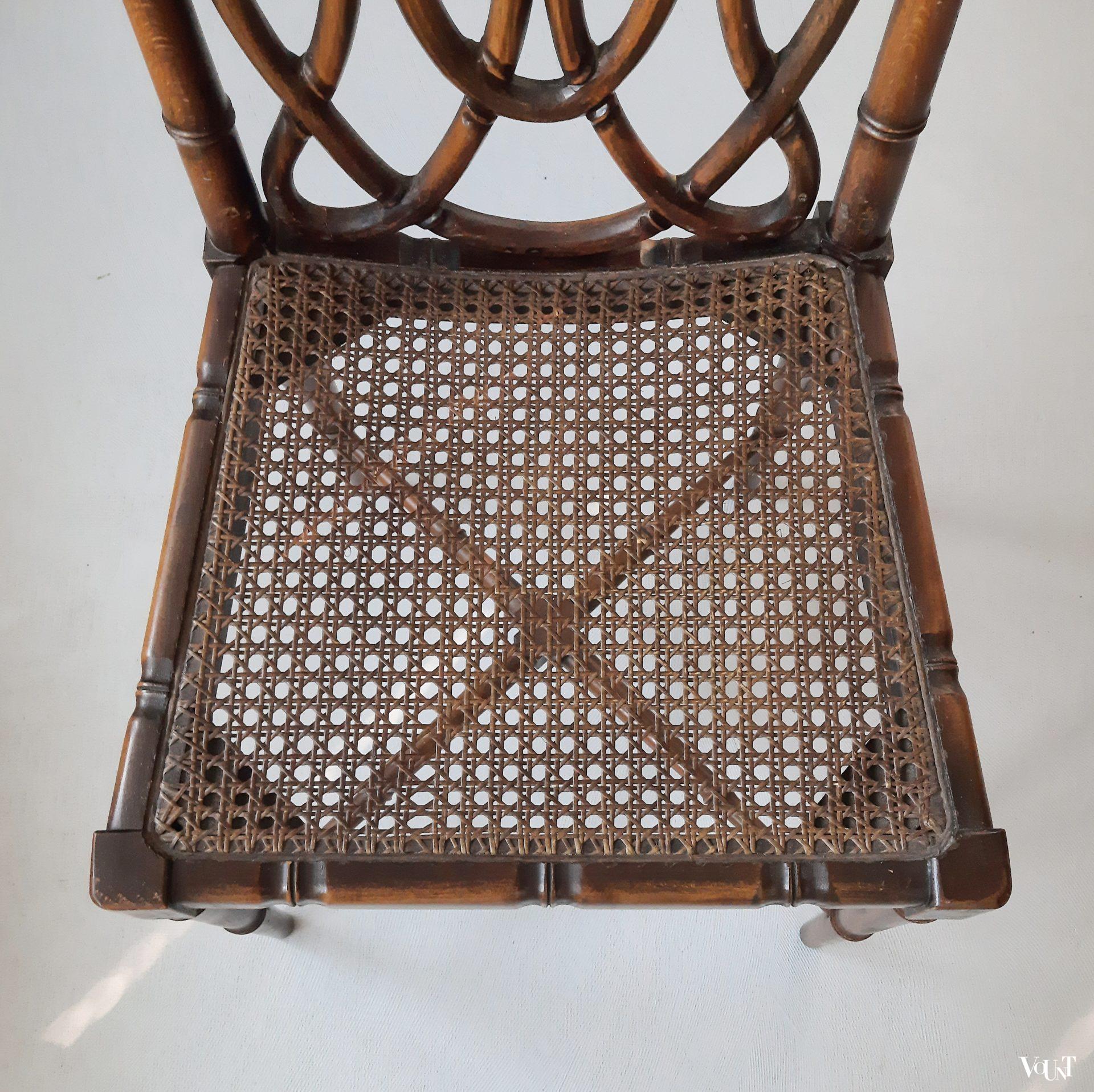 Bruine faux bamboo stoel, jaren '70 (nr. 2)