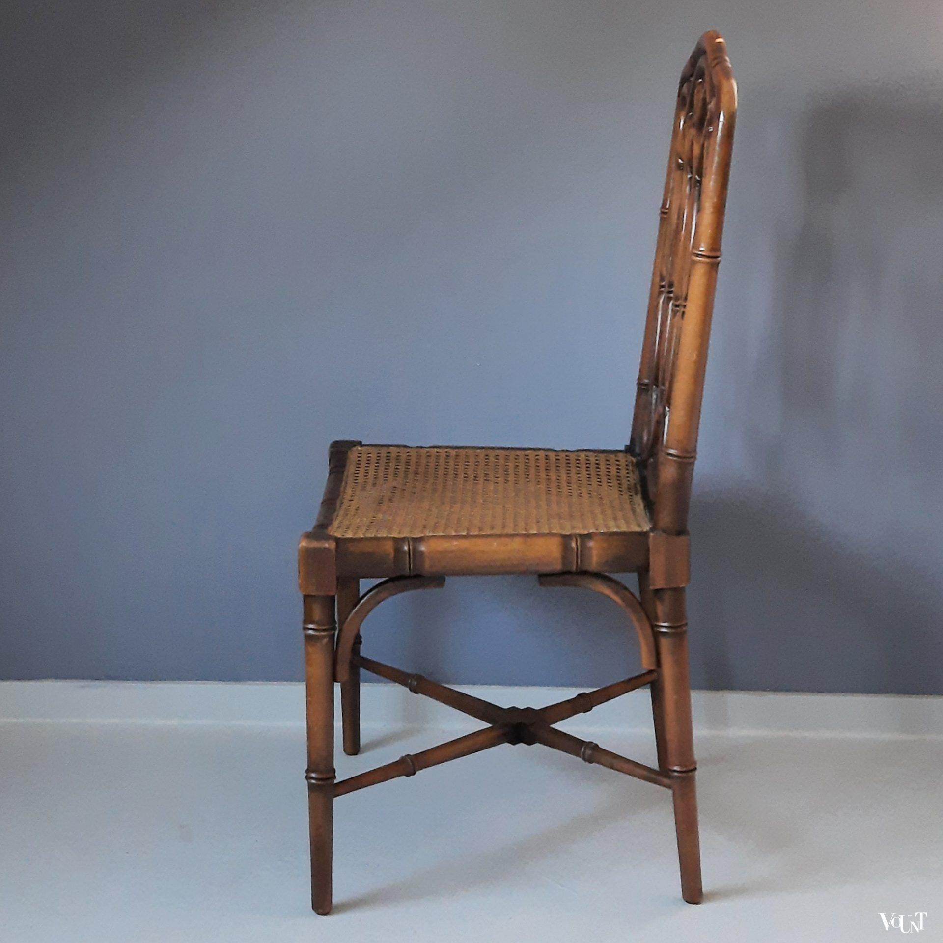 Bruine faux bamboo stoel, jaren '70 (nr. 3)