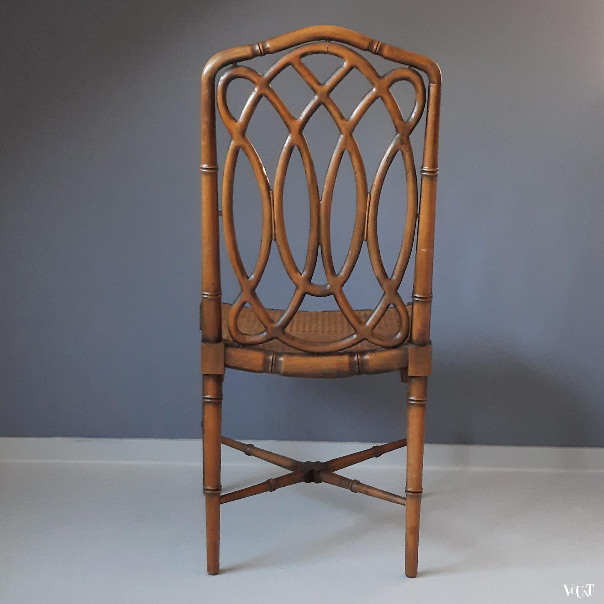 Bruine faux bamboo stoel, jaren '70 (nr. 3)