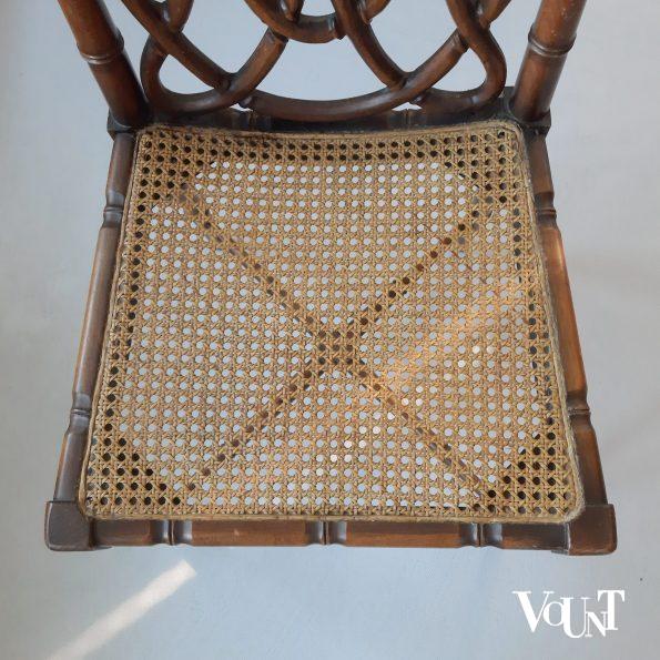 Bruine faux bamboo stoel, jaren '70 (nr. 3)