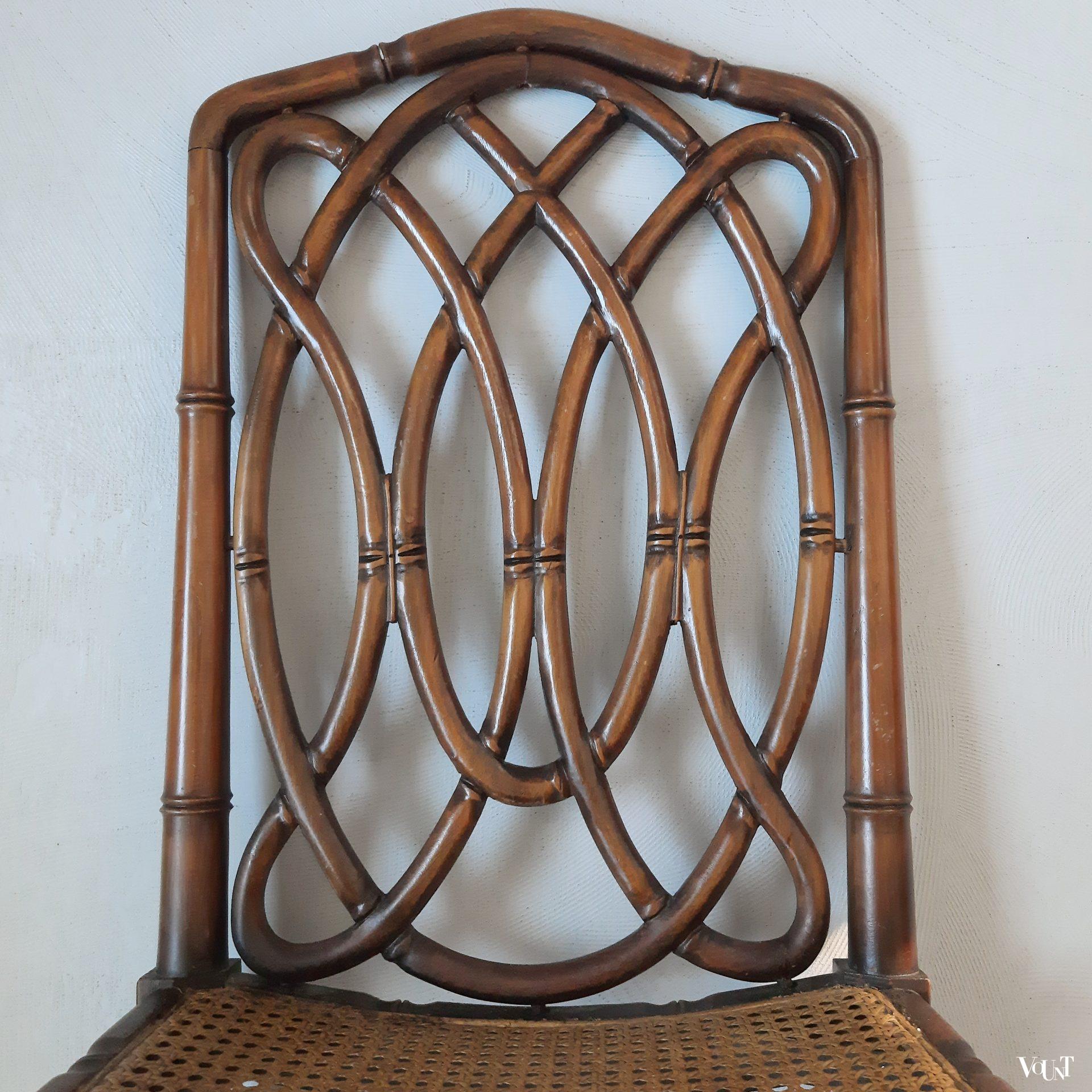 Bruine faux bamboo stoel, jaren '70 (nr. 3)