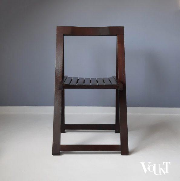 Set van 4 bruine houten klapstoelen, Aldo Jacober voor Alberto Bazzani, jaren '70
