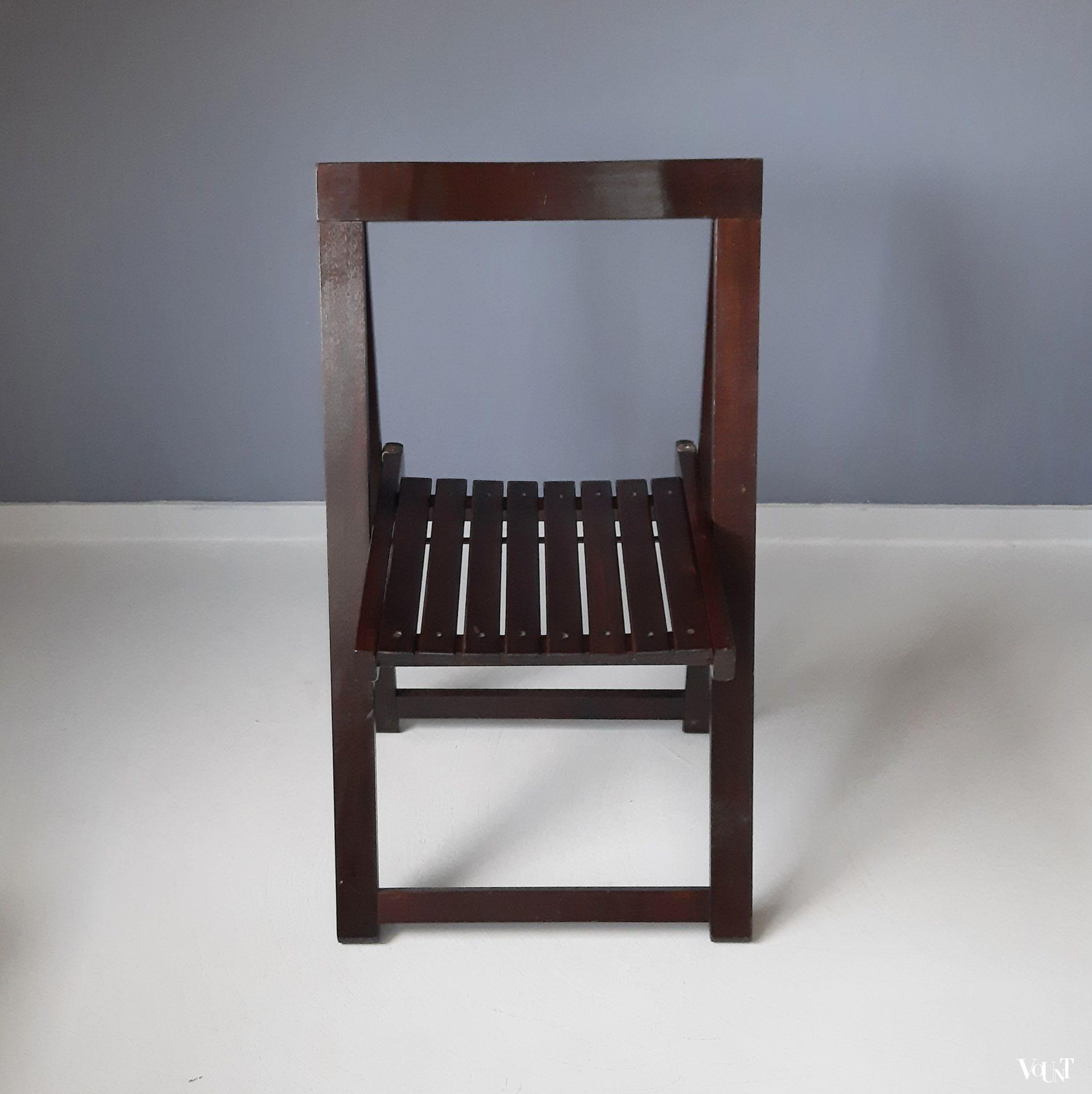 Set van 4 bruine houten klapstoelen, Aldo Jacober voor Alberto Bazzani, jaren '70