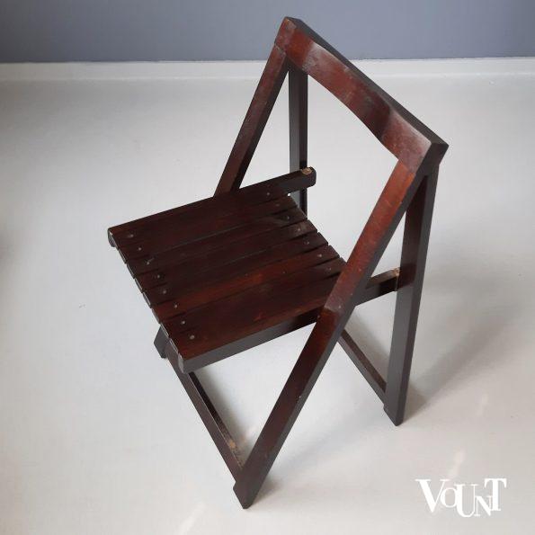 Set van 4 bruine houten klapstoelen, Aldo Jacober voor Alberto Bazzani, jaren '70