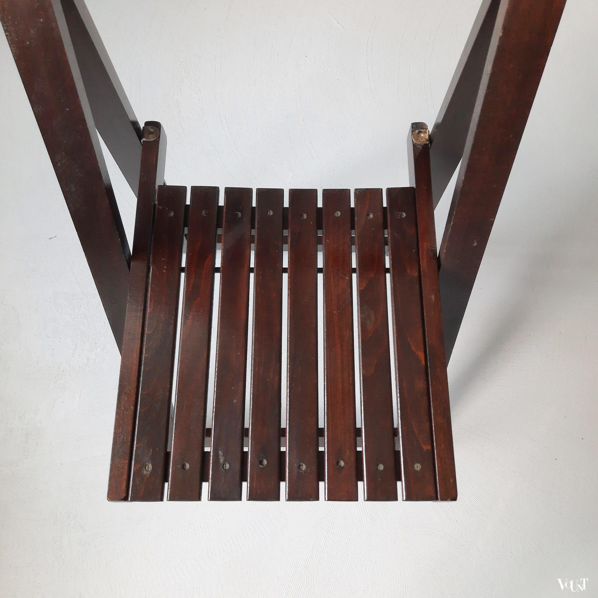 Set van 4 bruine houten klapstoelen, Aldo Jacober voor Alberto Bazzani, jaren '70