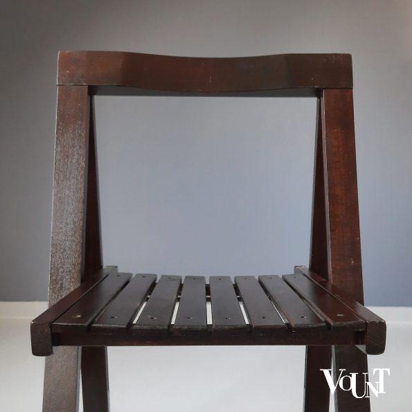 Set van 4 bruine houten klapstoelen, Aldo Jacober voor Alberto Bazzani, jaren '70