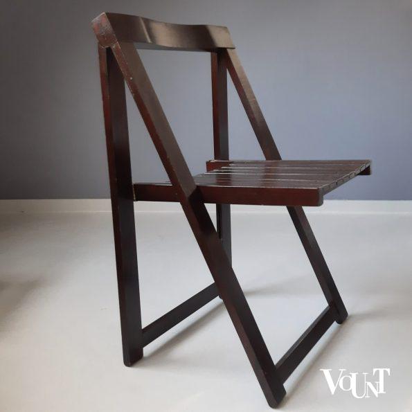 Set van 4 bruine houten klapstoelen, Aldo Jacober voor Alberto Bazzani, jaren '70