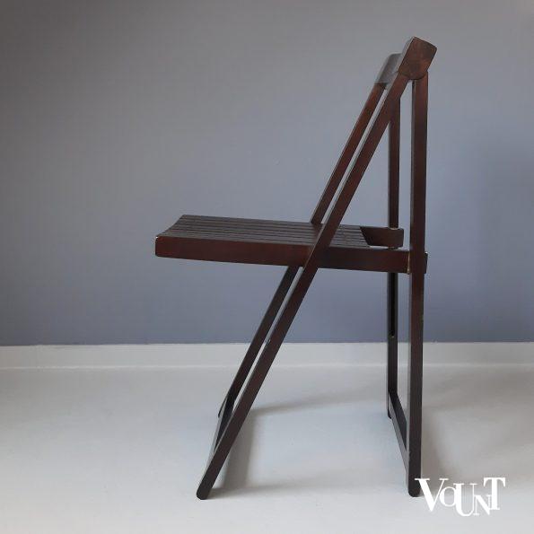 Set van 4 bruine houten klapstoelen, Aldo Jacober voor Alberto Bazzani, jaren '70