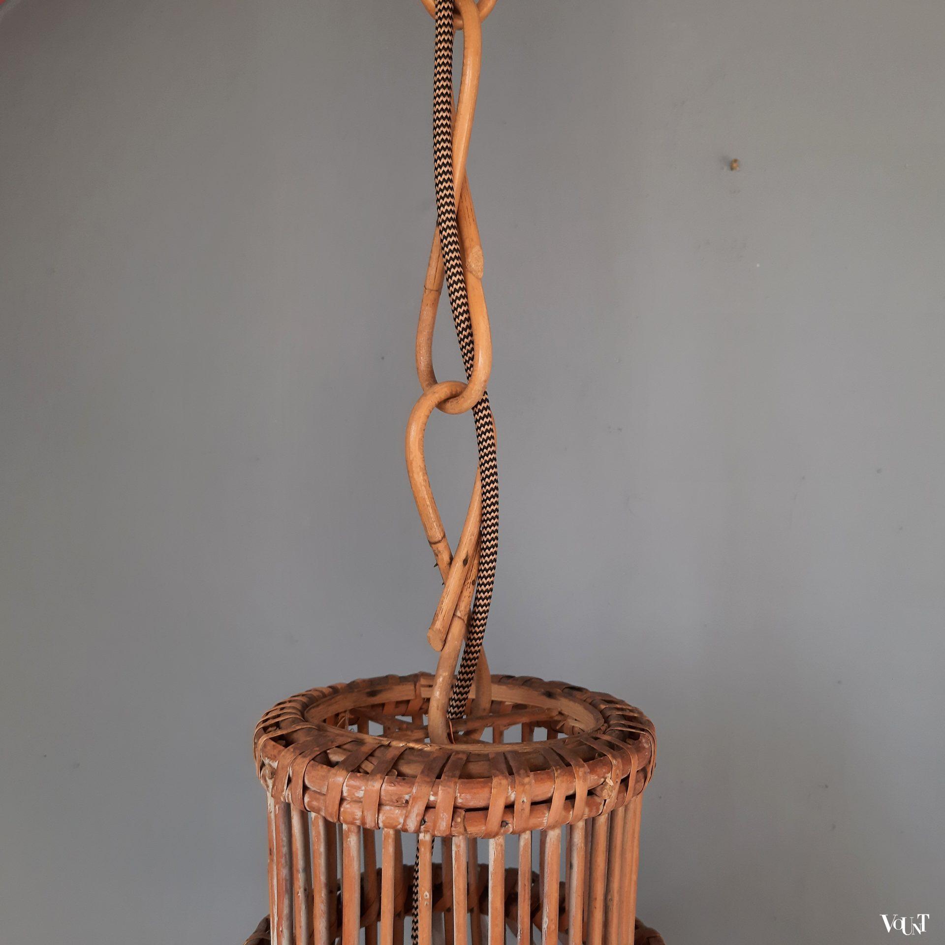 Franse rotan hanglamp, jaren '60