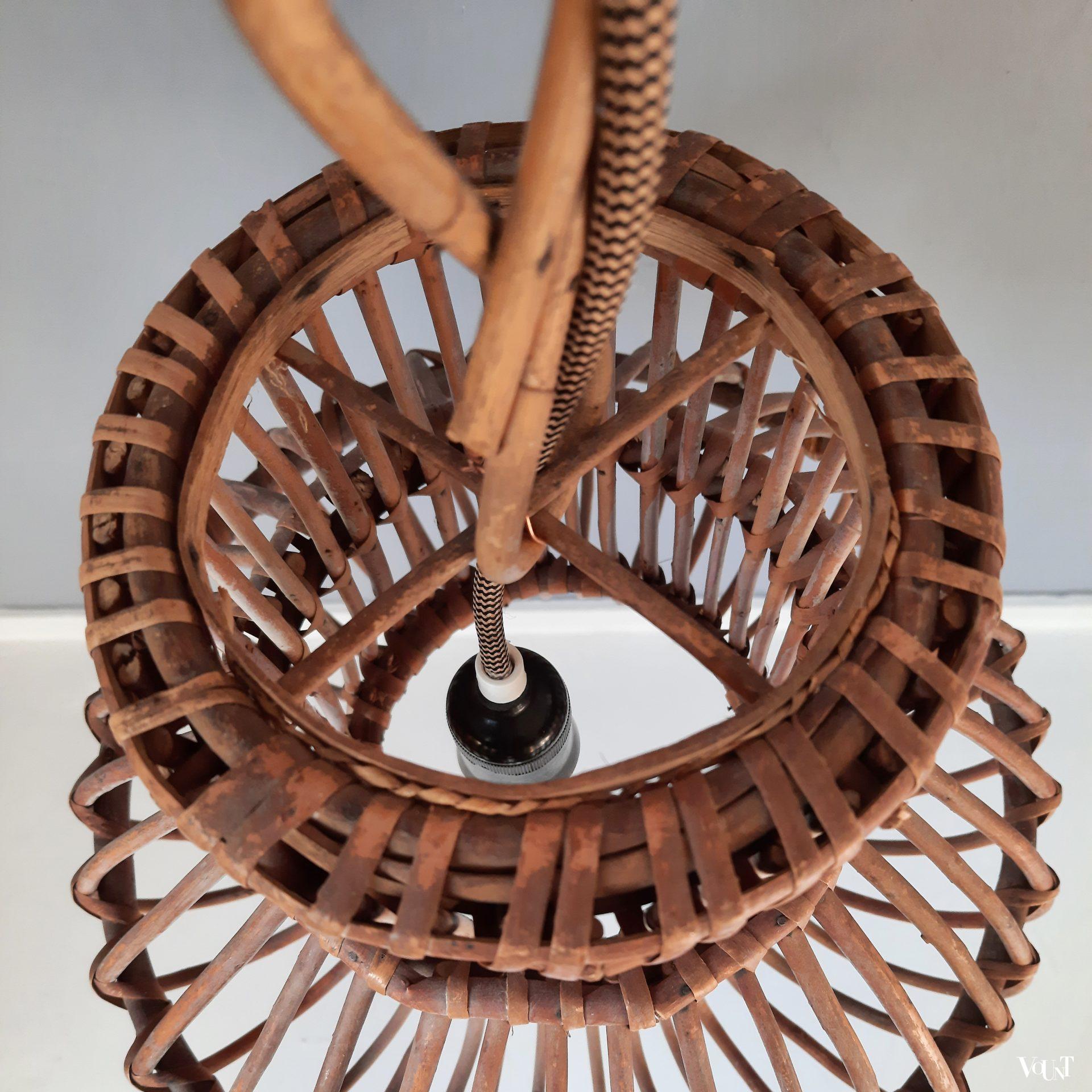 Franse rotan hanglamp, jaren '60