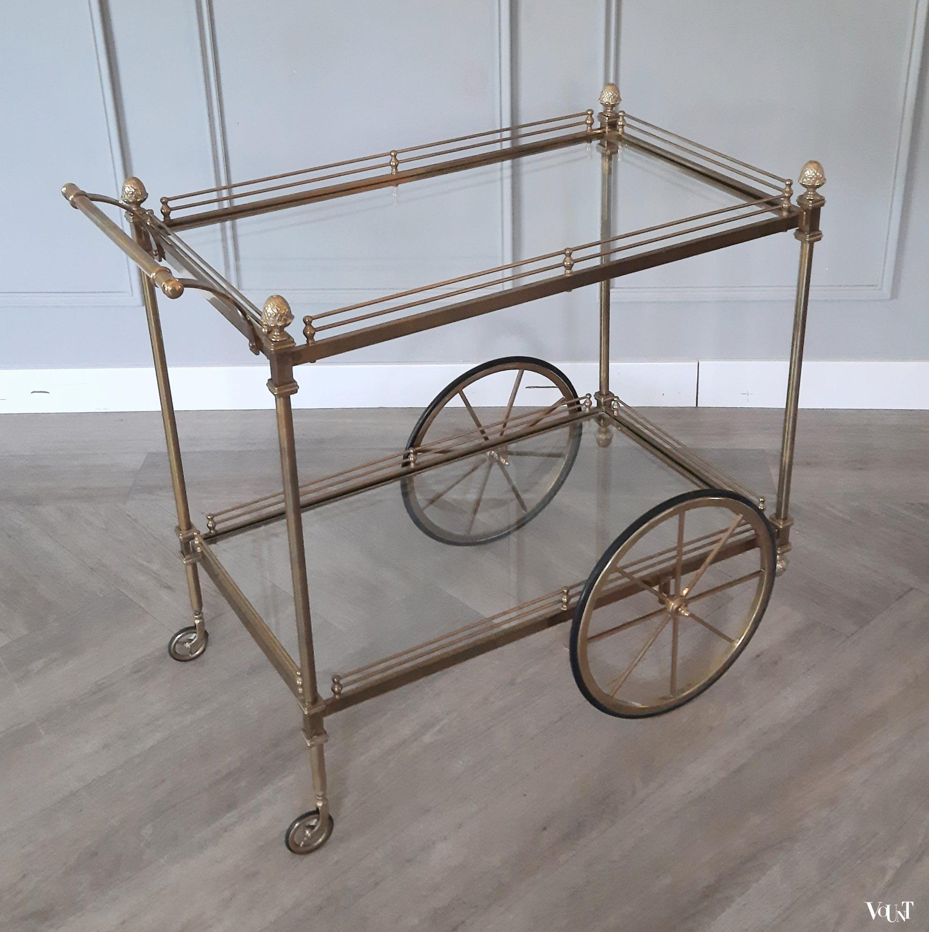 XL messing trolley / bar cart, jaren '70