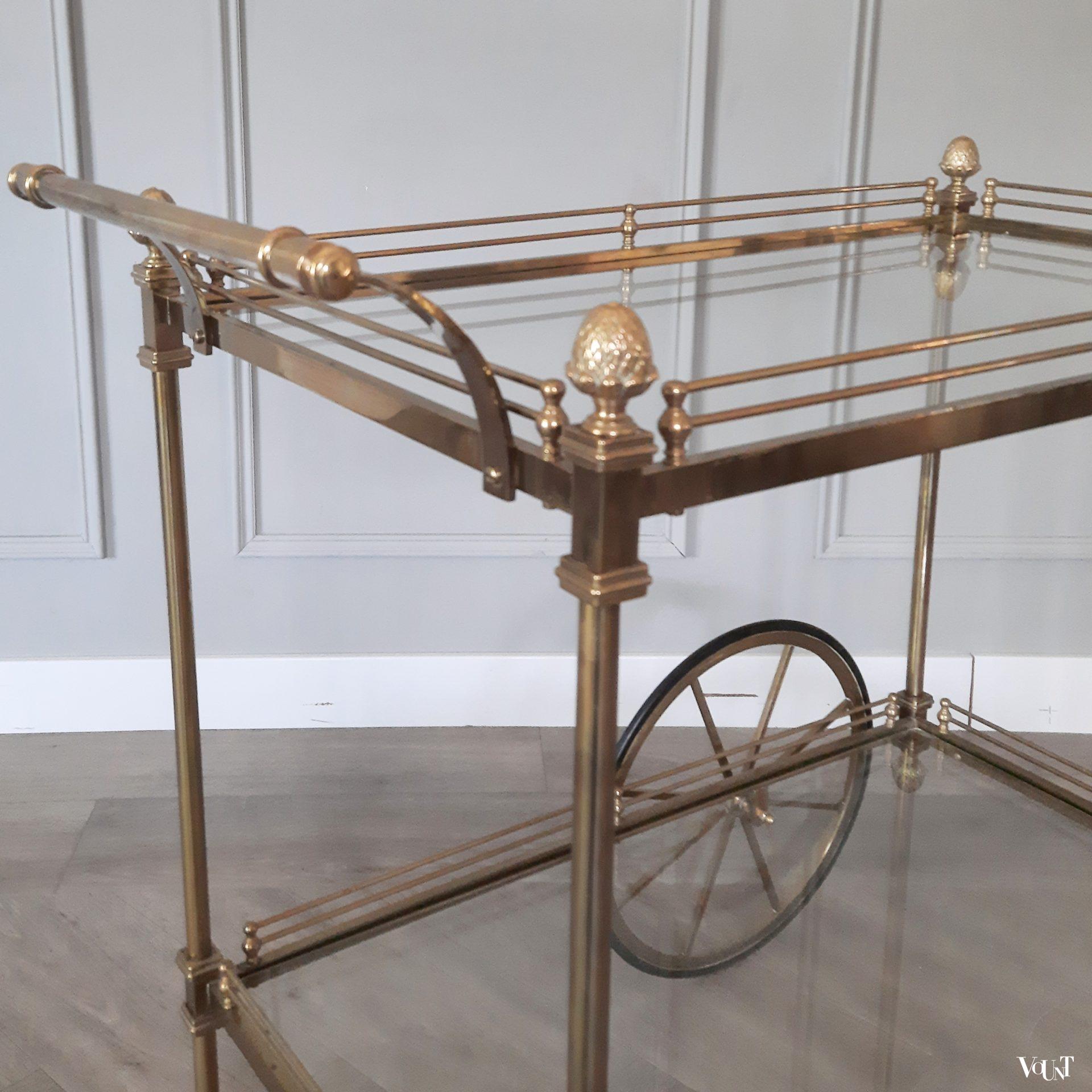 XL messing trolley / bar cart, jaren '70