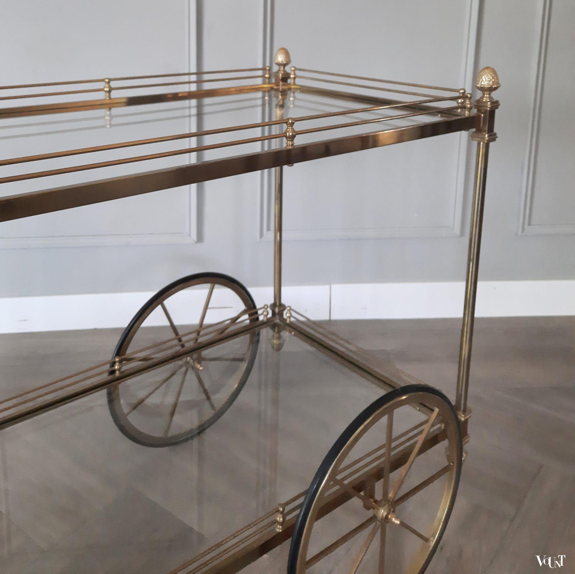 XL messing trolley / bar cart, jaren '70