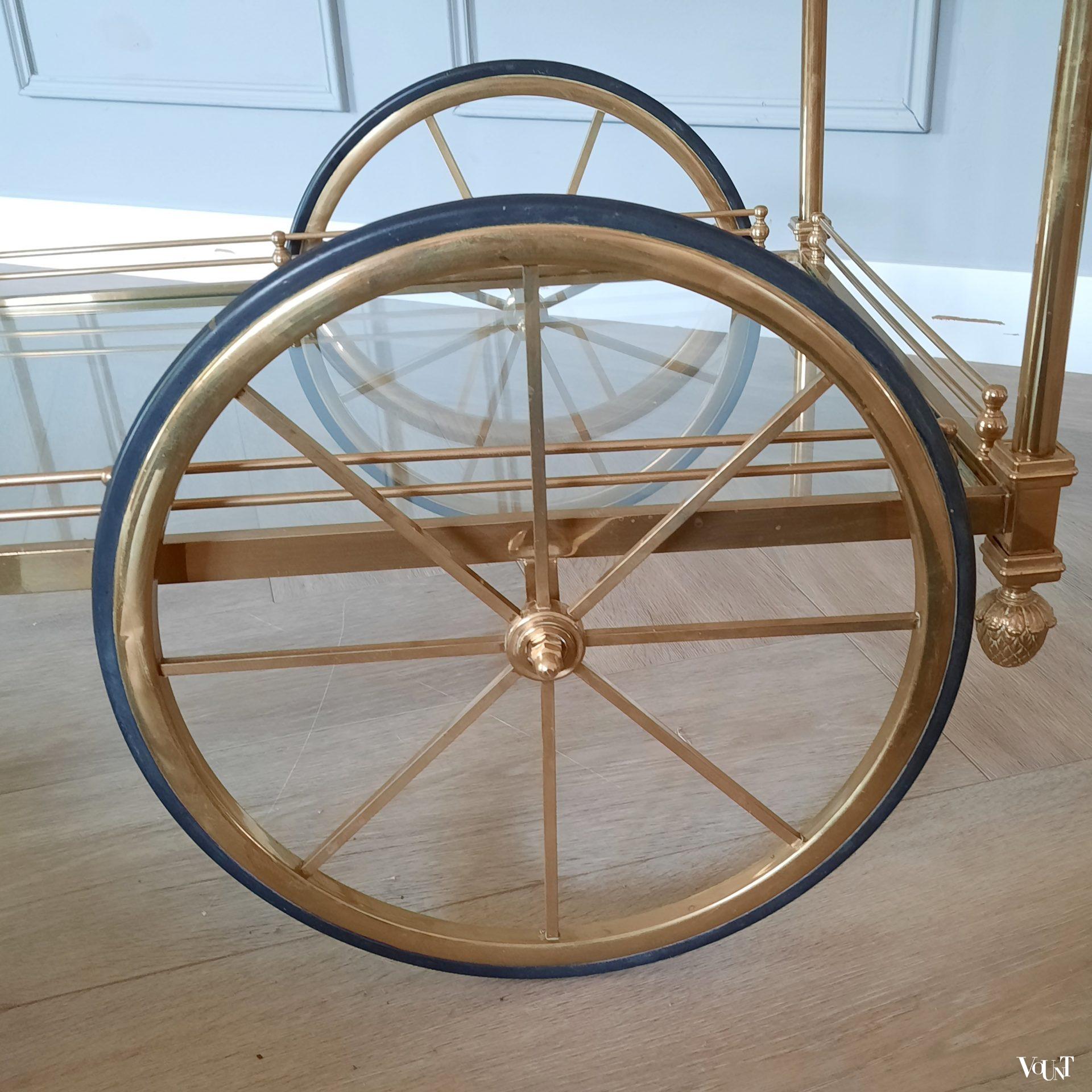 XL messing trolley / bar cart, jaren '70