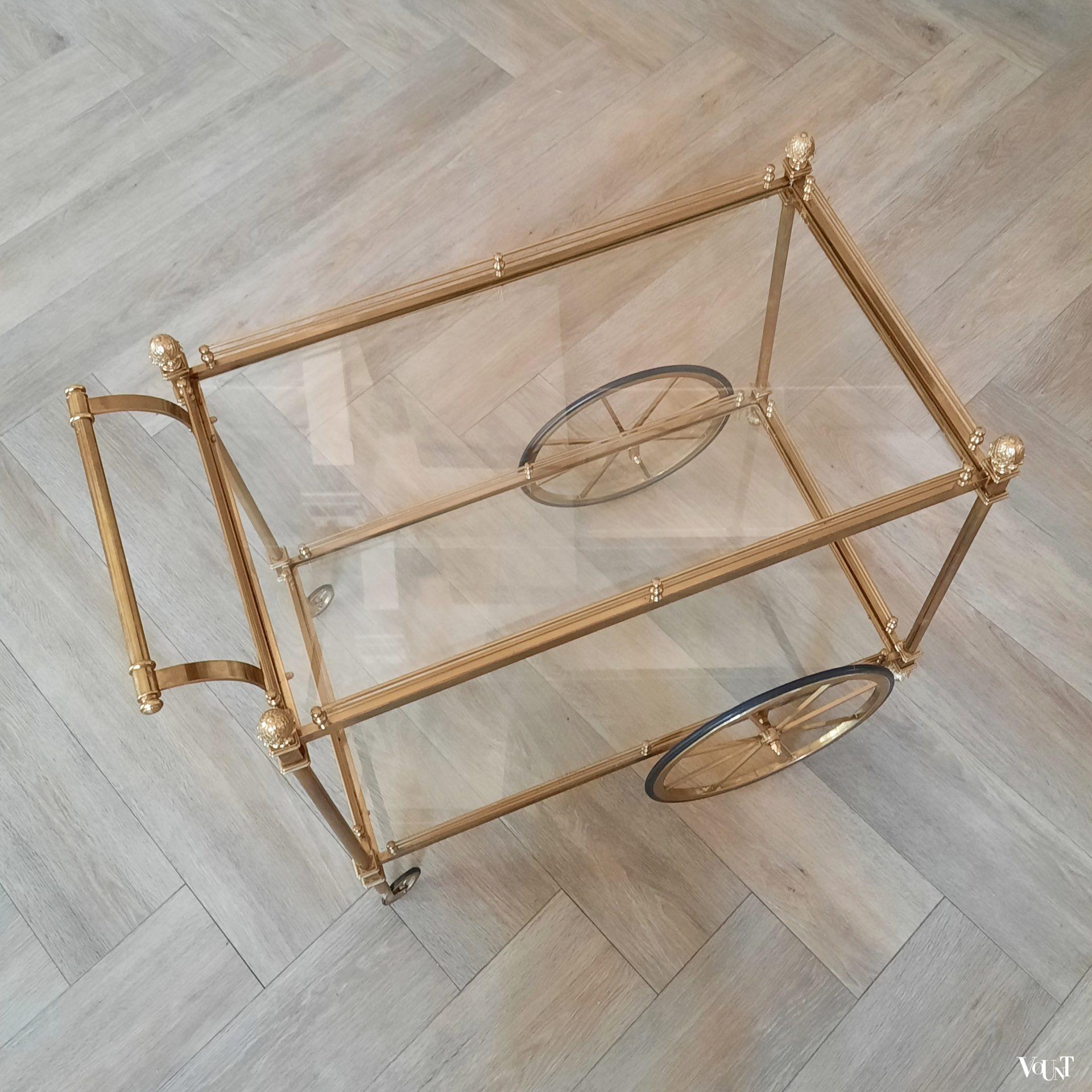 XL messing trolley / bar cart, jaren '70
