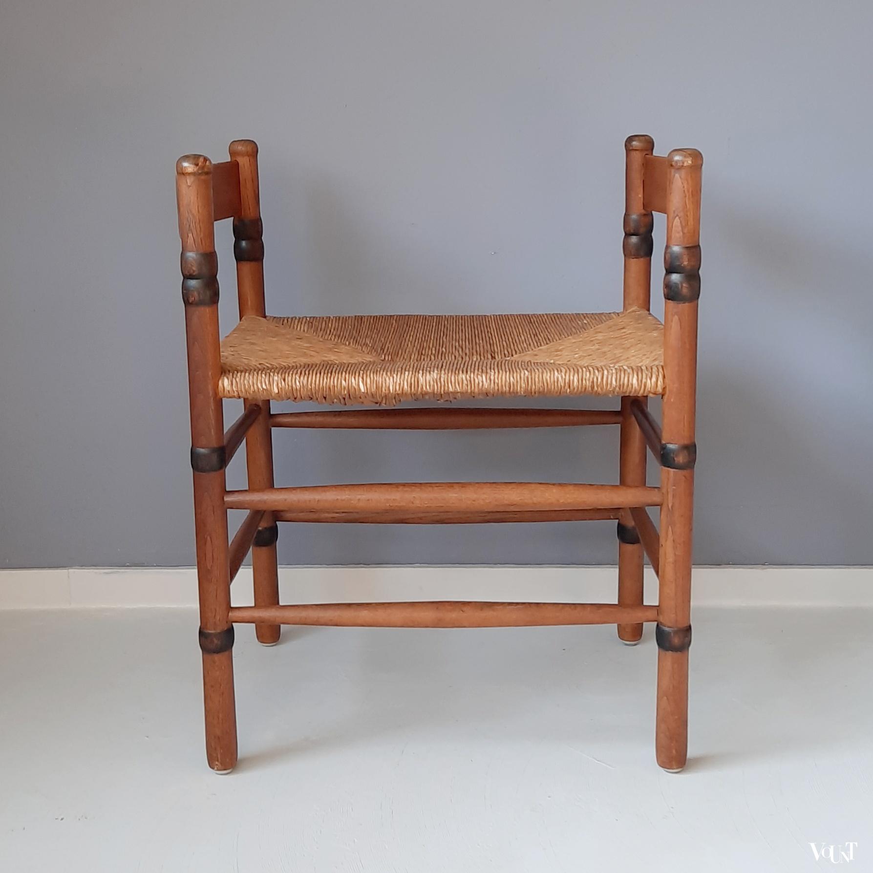 Art deco bankje met biezen zitting, N.V. Jac. Levee, jaren '30