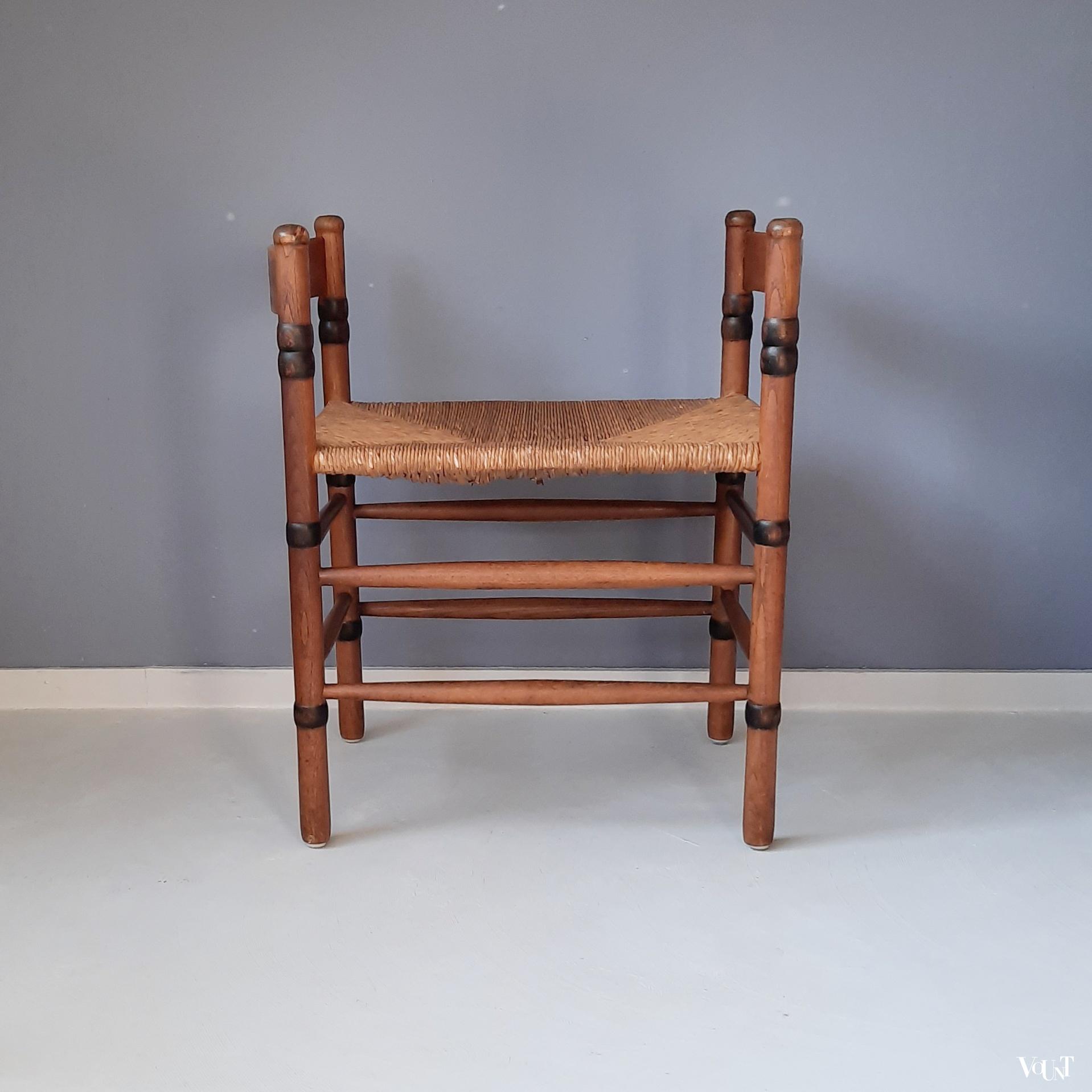 Art deco bankje met biezen zitting, N.V. Jac. Levee, jaren '30