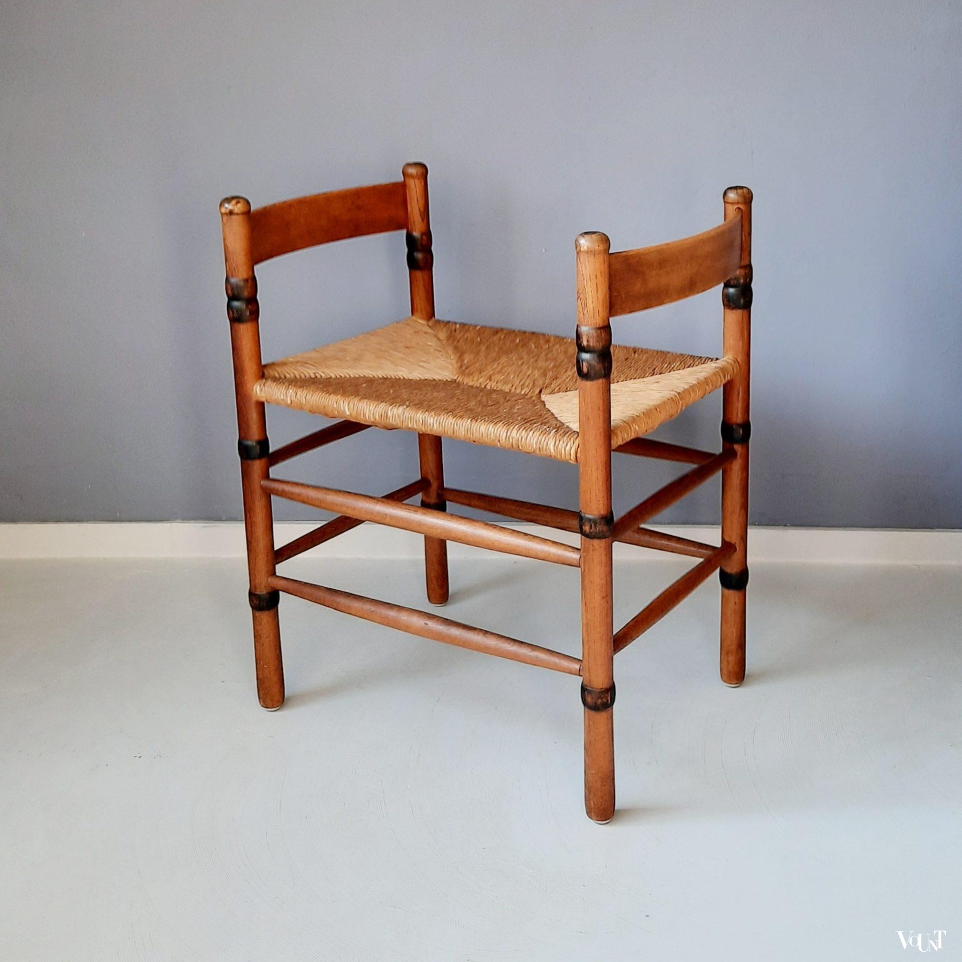 Art deco bankje met biezen zitting, N.V. Jac. Levee, jaren '30