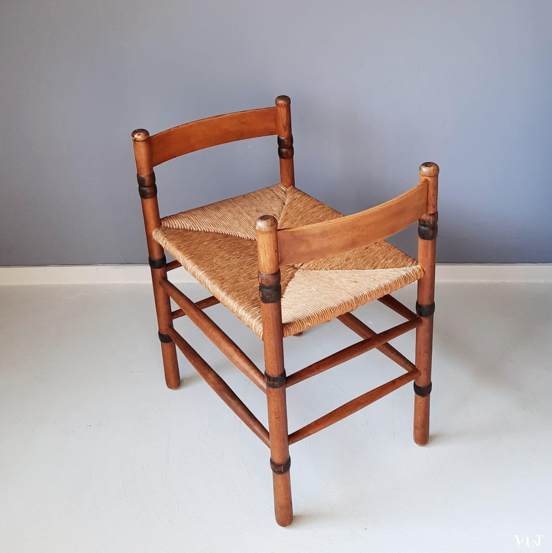 Art deco bankje met biezen zitting, N.V. Jac. Levee, jaren '30