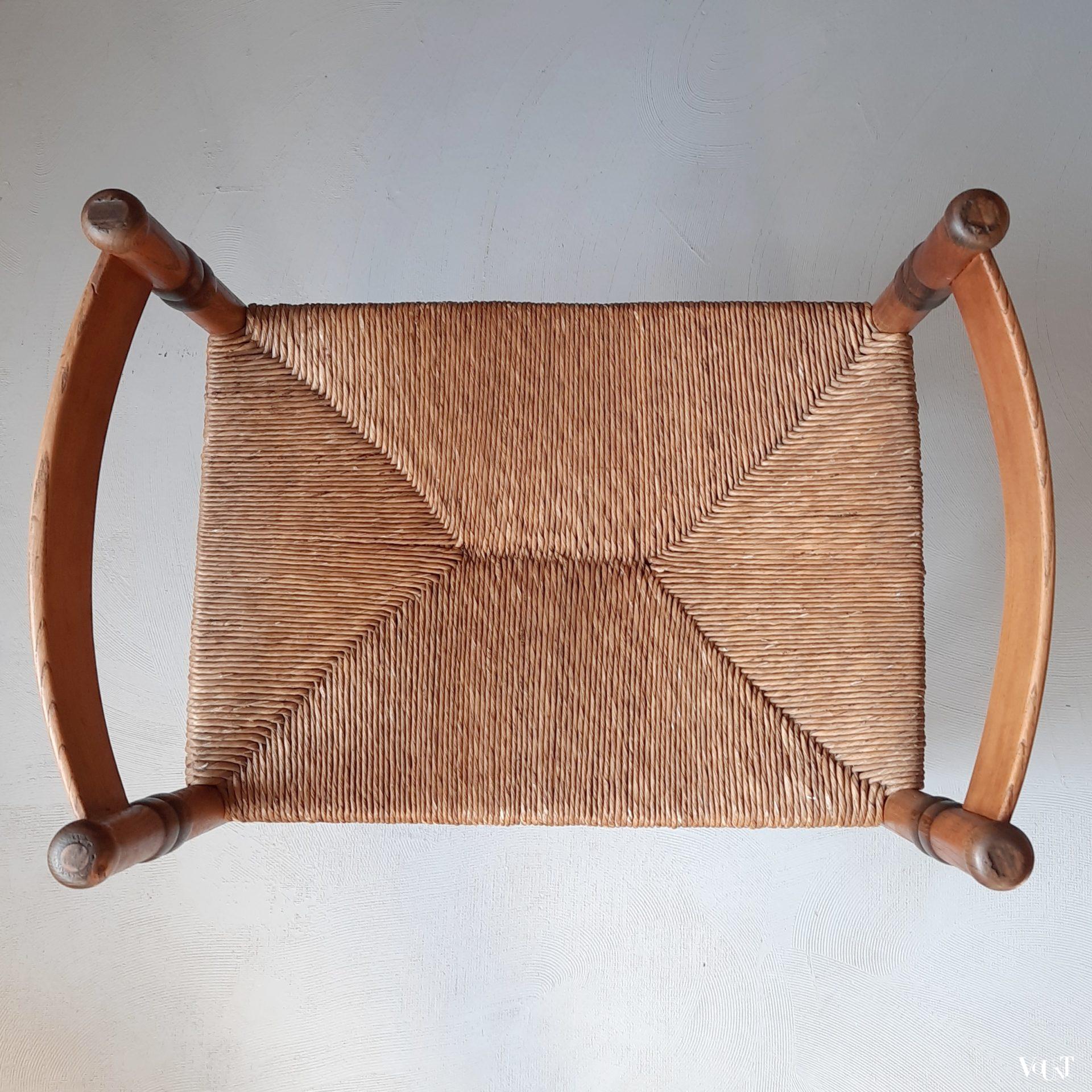 Art deco bankje met biezen zitting, N.V. Jac. Levee, jaren '30