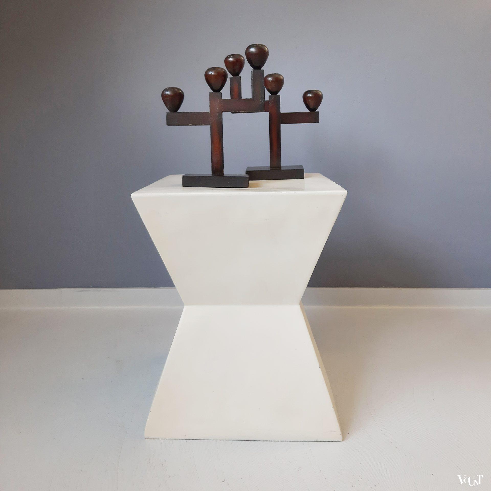 Set van 2 houten art deco kandelaars, jaren '30