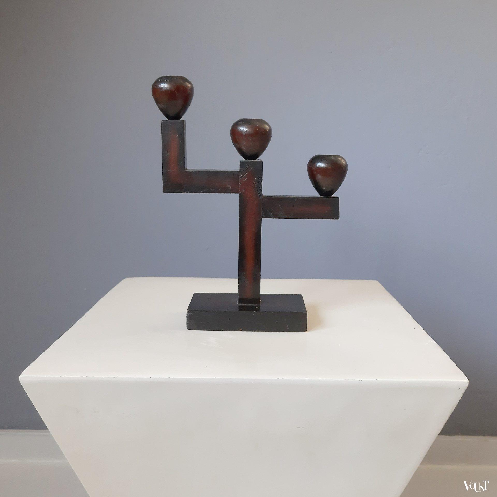 Set van 2 houten art deco kandelaars, jaren '30