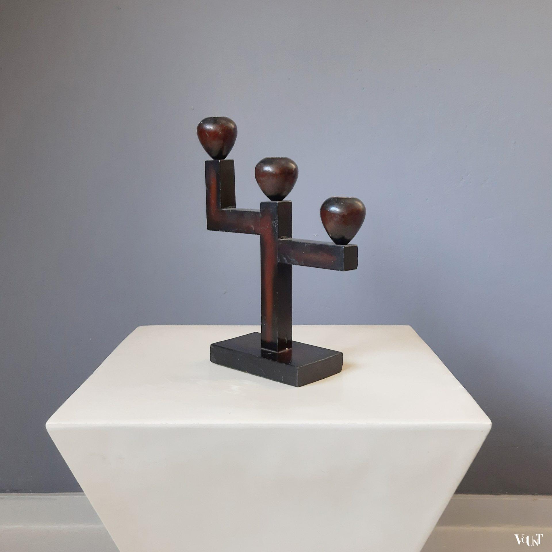 Set van 2 houten art deco kandelaars, jaren '30